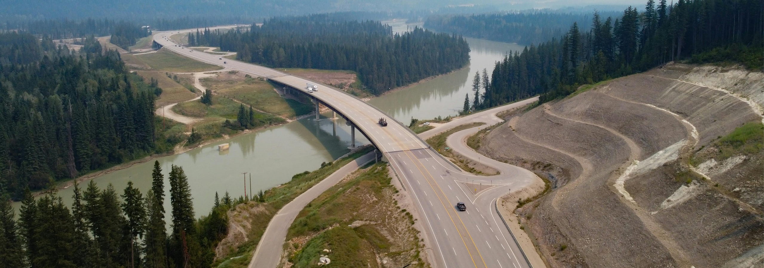 Empty road and bridge